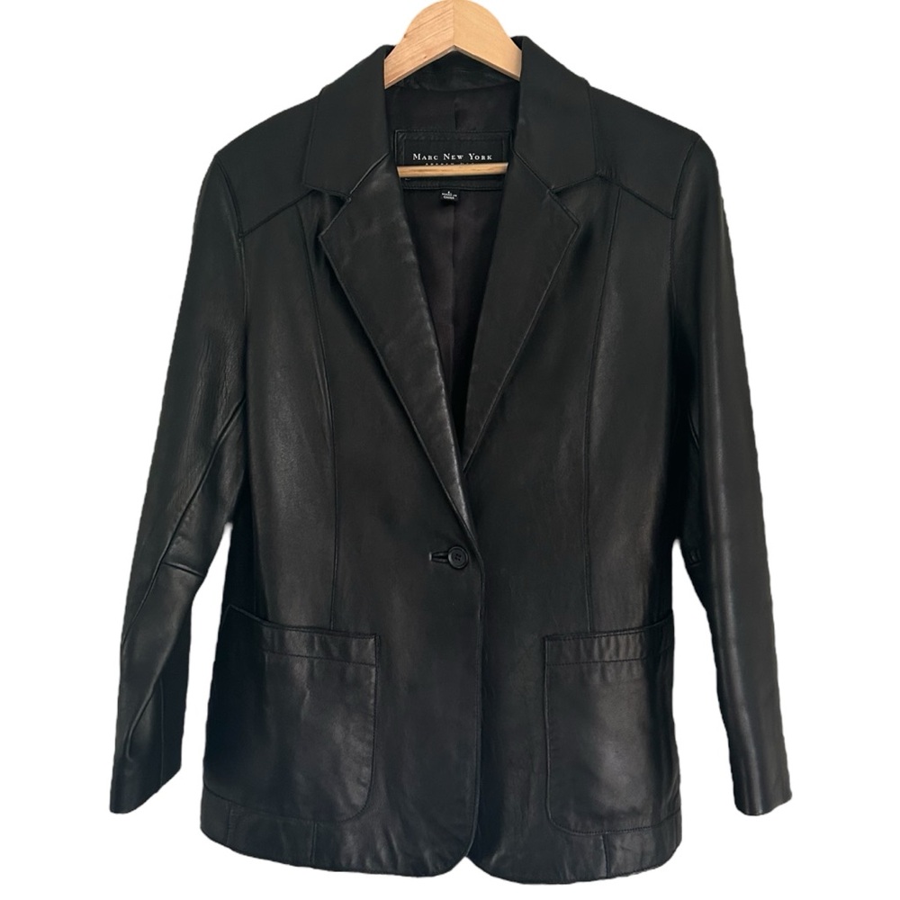 Buttery Soft 100% Leather One Button Single Breasted Blazer Jacket Size Large